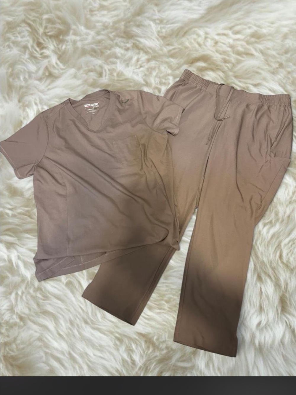 Neutral Taupe Lounge Set - Pocket Tee & Drawstring Pants SCRUBS